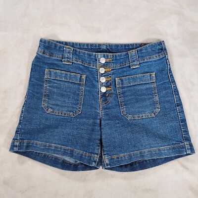 Levis Jean Shorts Womens 4 Misses Button Fly Patch Pocket Blue Denim Jorts