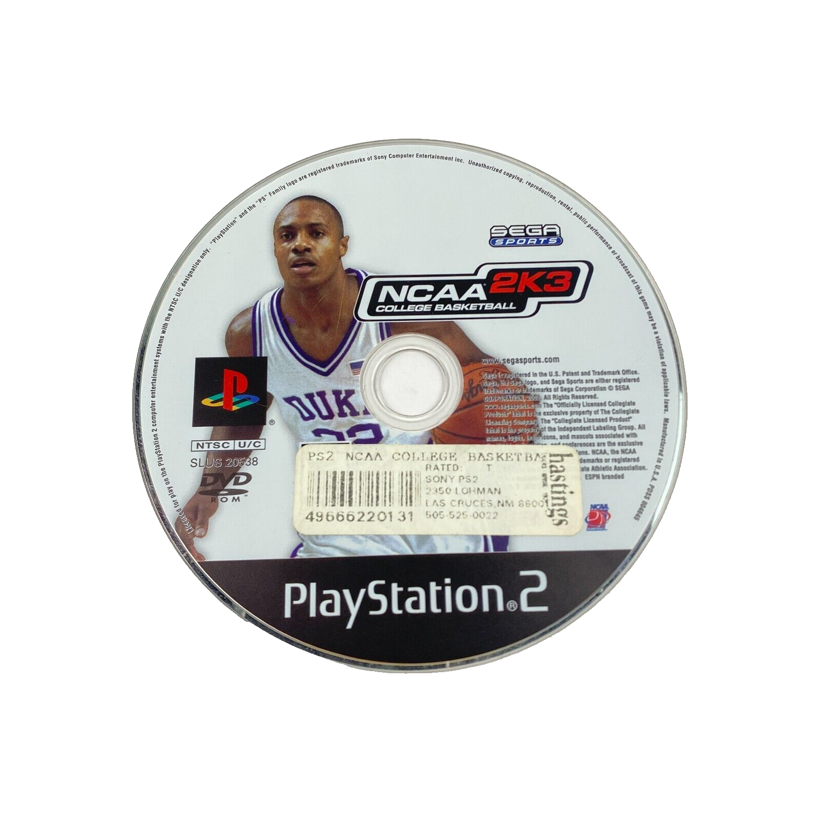 NCAA 2K3 College Basketball Sony Playstation 2 PS2 Video Game DISC 