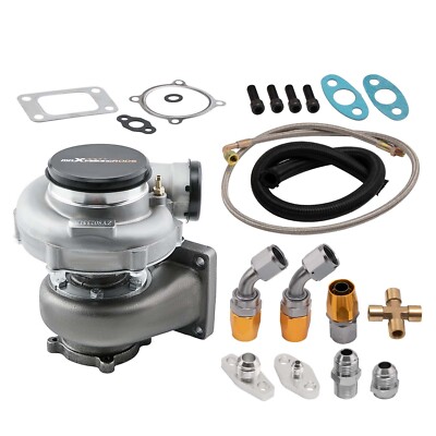GT35 GT3582 T3 Turbo + Oil Line Kit External Wastegate Turbocharger A/R .63