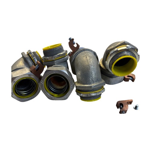 LOT OF 5 Crouse-Hinds LTB12590GC 1-1/4 in 90-Degree Liquidtight Connector Ground