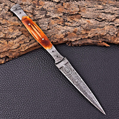Custom Made Damascus Hunting Boot Knife Hand Forged Damascus Steel Blade 2842