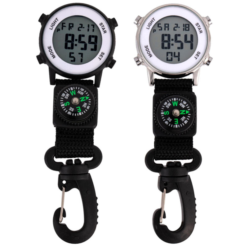 Digital Pocket Watch Carabiner Clip Watch Electronic Watch Hanging Watch