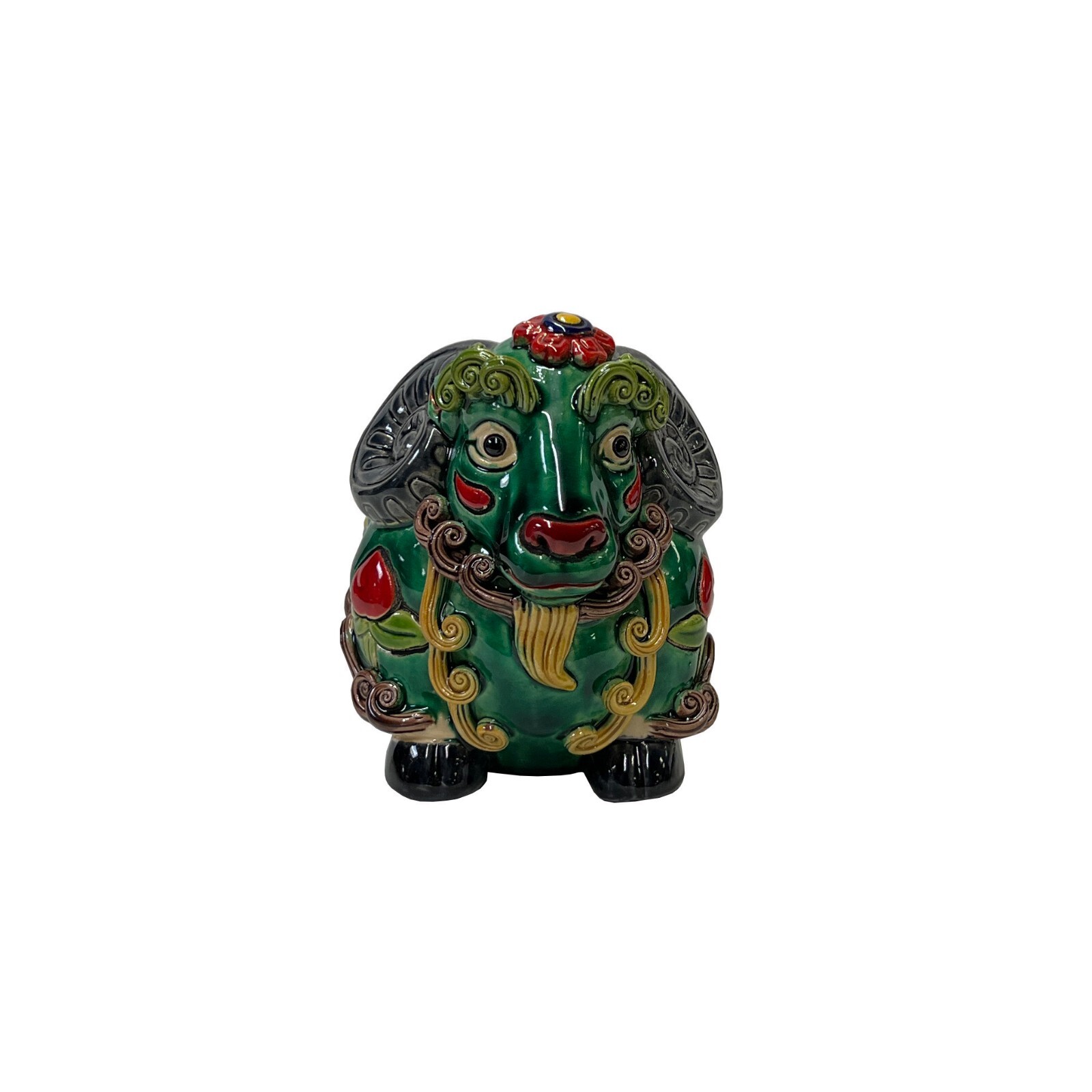 Handmade Green Small Ceramic Artistic Ram Figure Display Art ws3234S Handmade Green Small Ceramic Artistic Ram Figure Display Art ws3234S