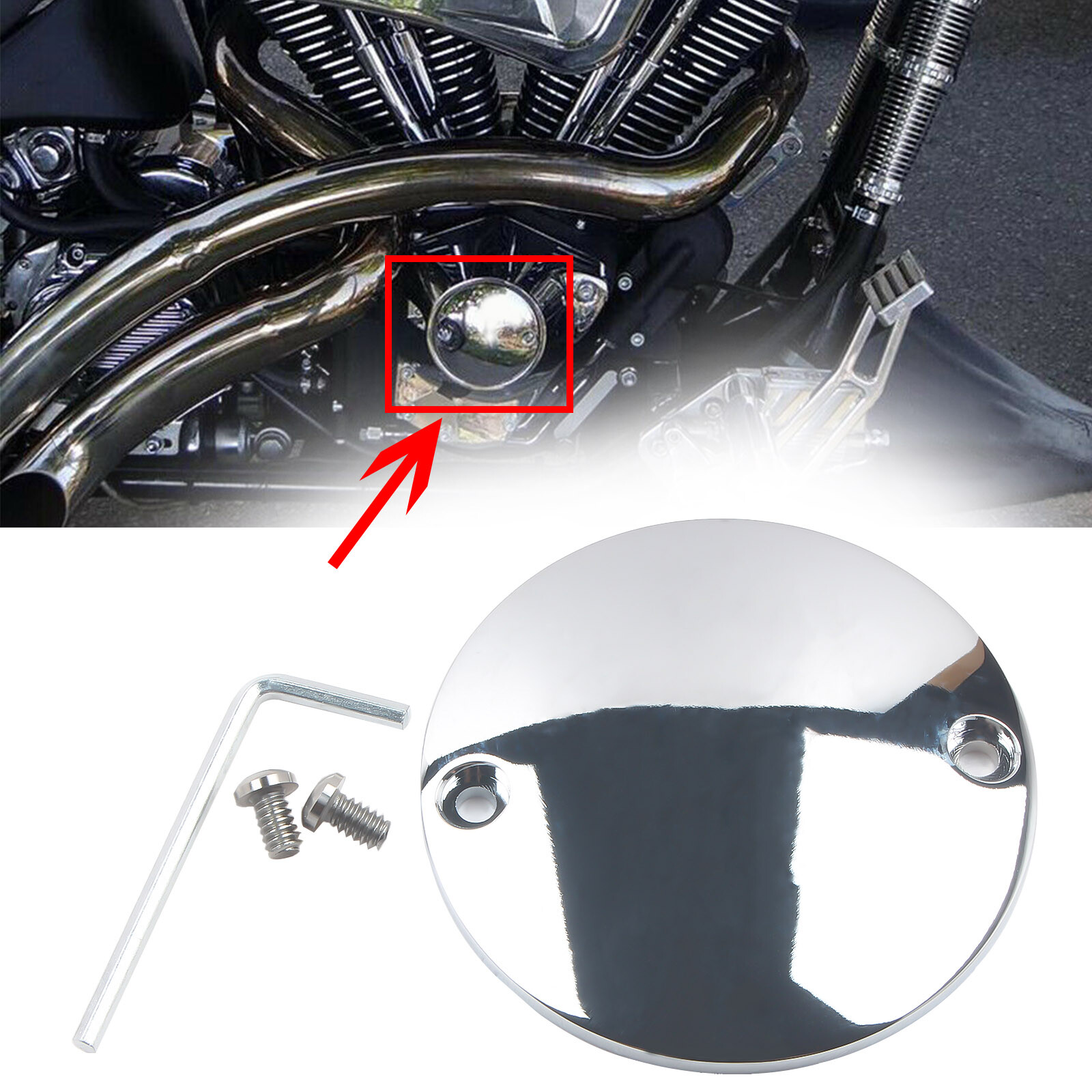Ignition Timing Points Cover 2 Hole For Harley Big Twin 70-99