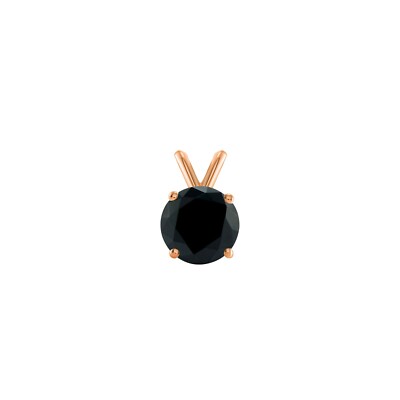 Pre-owned Shine Brite With A Diamond 1.50 Ct Round Cut Black Solid Real 14k Rose Gold Solitaire Pendant 18" Necklace In Pink