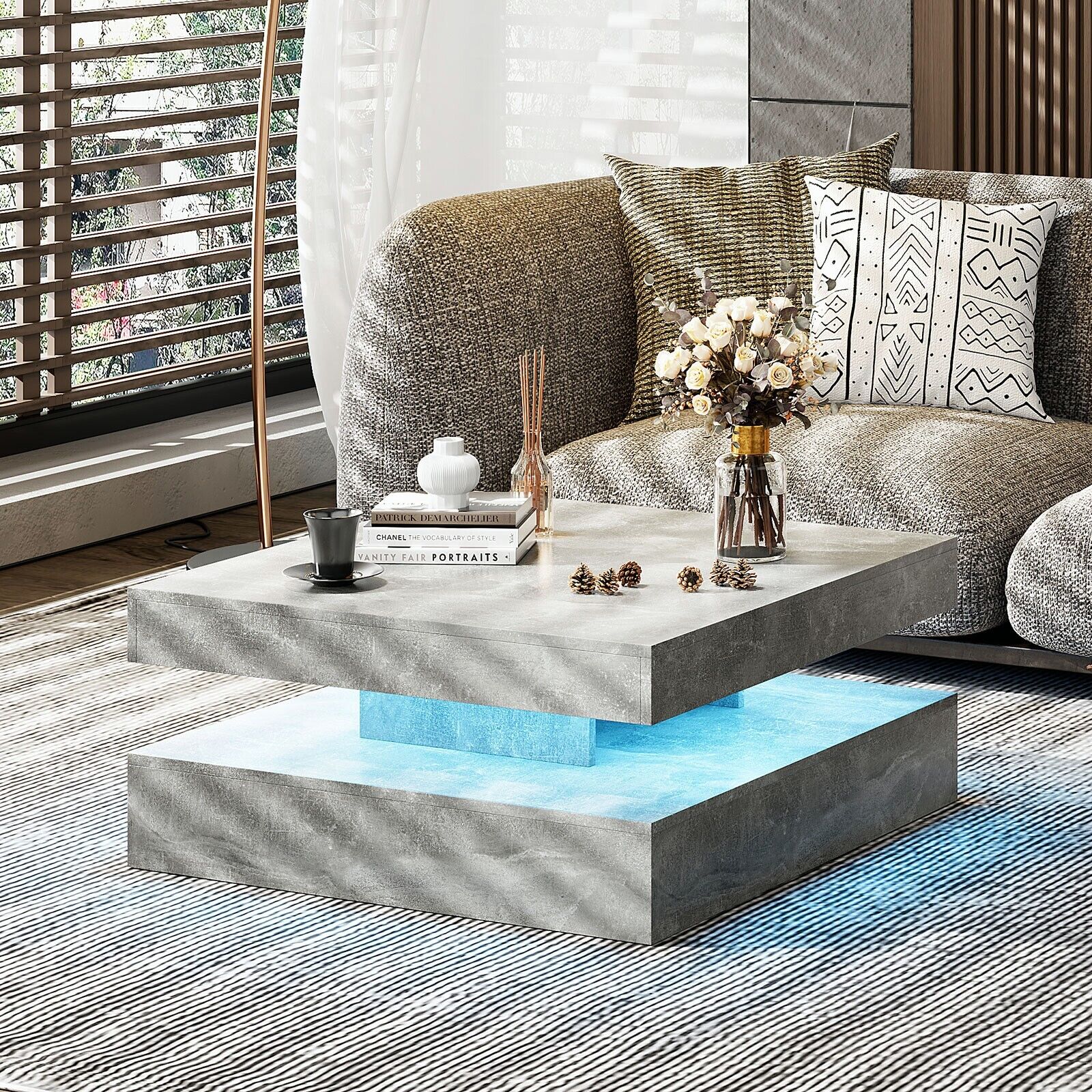 LED Coffee Table with Lights Sofa Center Cocktail Table Modern Living Room Gray | eBay LED Coffee Table with Lights Sofa Center Cocktail Table Modern Living Room Gray | eBay