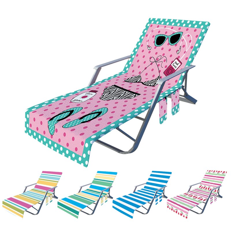Towel With Side Pocket Microfiber Lounge Beach Chair Towel C