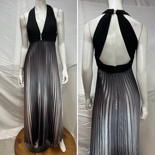 Betsy & Adam Women's 6 Vintage Halter Black Ombre Gray