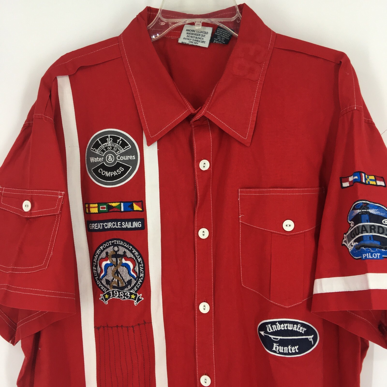 w/ Patches Men's Retro Sail Boat Yacht 