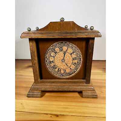 Vintage Coasters Wood Cork Set of 6 By Enesco 70’s Roman Numerals Clock