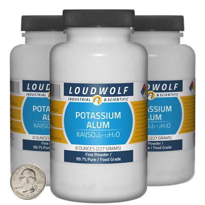 Potassium Alum / 1.5 Pounds / 3 Bottles / 99.7% Pure Food Grade / Fine Powder