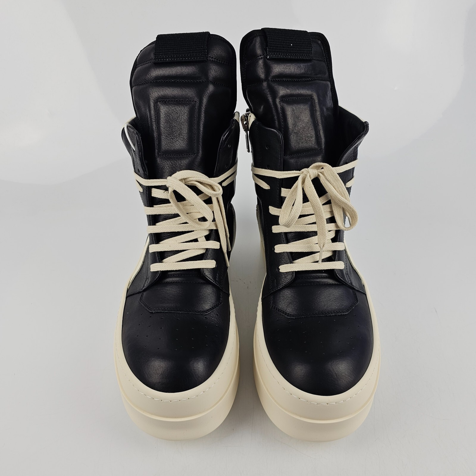 Pre-owned Rick Owens Geobasket Mega Bumper Black/milk Sneakers Size 41 Us 8