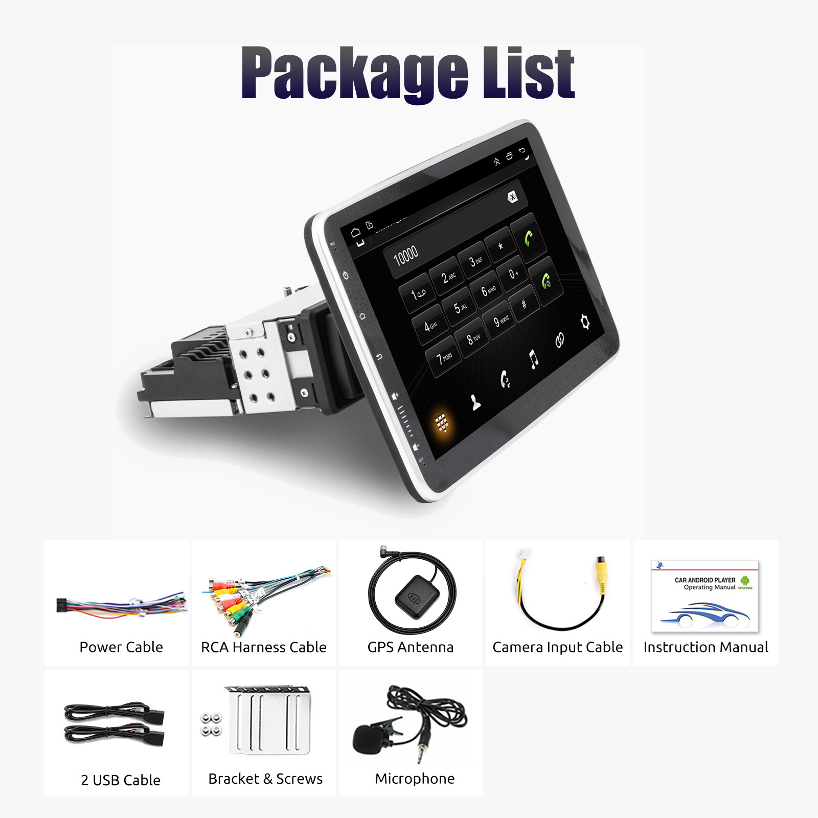 Rotatable 10.1" Android 12 Touch Screen Car Stereo Radio GPS WIFI BT Single 1DIN