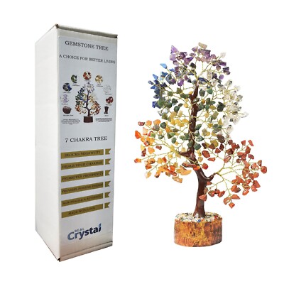 SEVEN CHAKRA HEALING CRYSTAL FENGSHUI HOME DECOR TREE 300 CHIPS 7 CHAKRAS