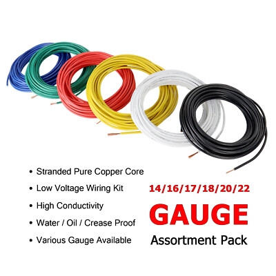8 10 12 14 16 18 Gauge Pure Copper Primary Wire Power Cable Assortment Pack Lot