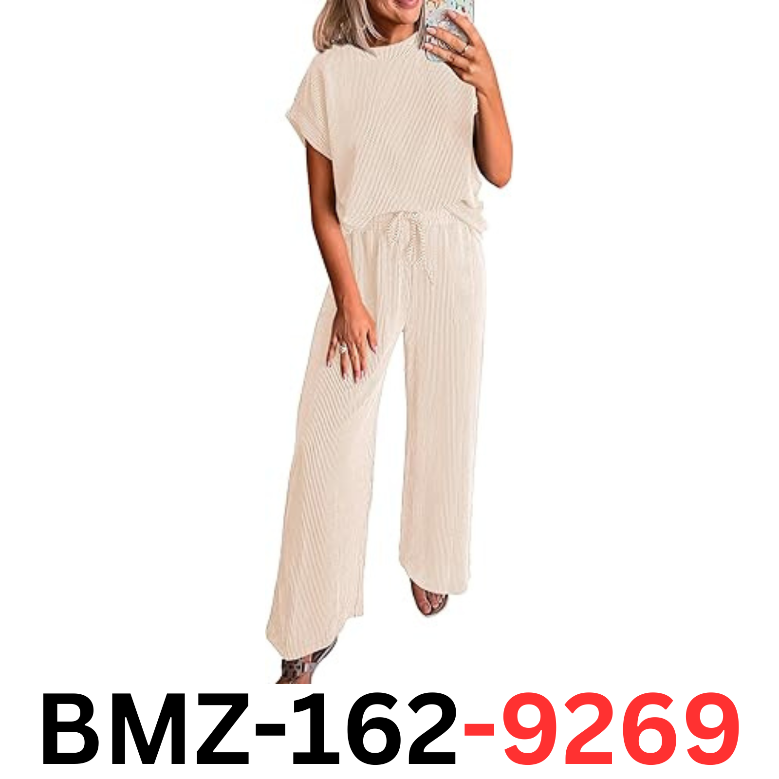 KIRUNDO Women's Summer 2 Piece Outfits Casual Ribbed Knit Short Sleeve Tops, XL
