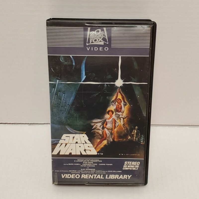 Star Wars VHS 1982 1977 20th Century Fox Video Rental Library with Tape Box 