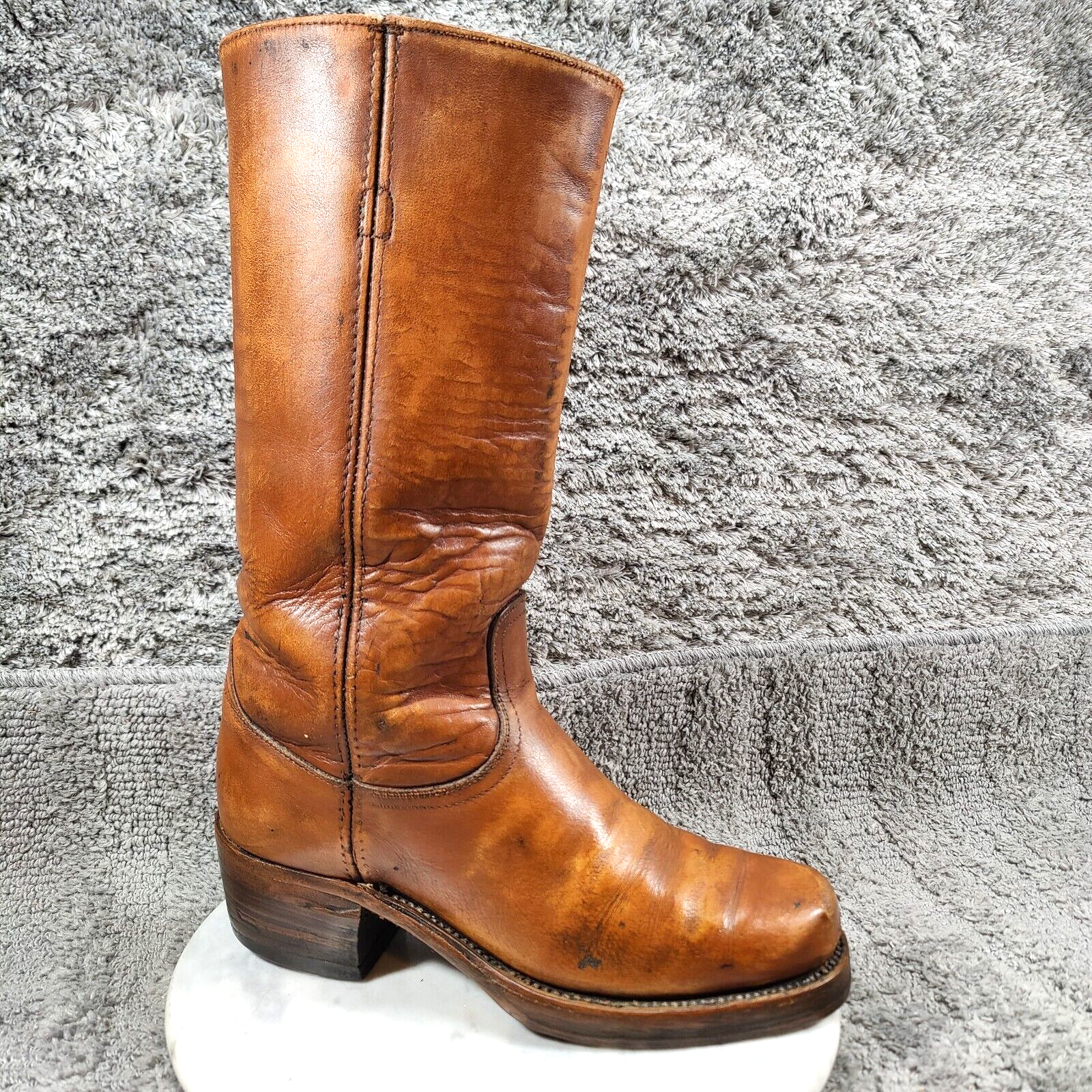 Vtg 70s Frye Campus Boots Womens 11 / Men 9.5 Brown Square