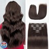 Mocona Clip in Hair Extensions Real Human Hair, Dark Brown – 16 Inch 7pcs 140g/Pack, Soft Hair Extensions Real Human Hair Clip ins Straight Suitable for all Hair Types (#2 16 Inch)