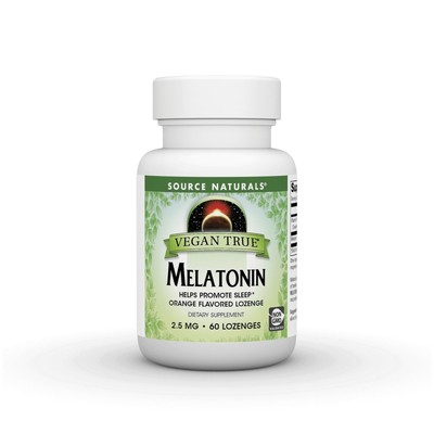 Source Naturals, Inc. Веганский настоящий мелатонин 2,5 мг в 60 пастилках апельсинового цвета