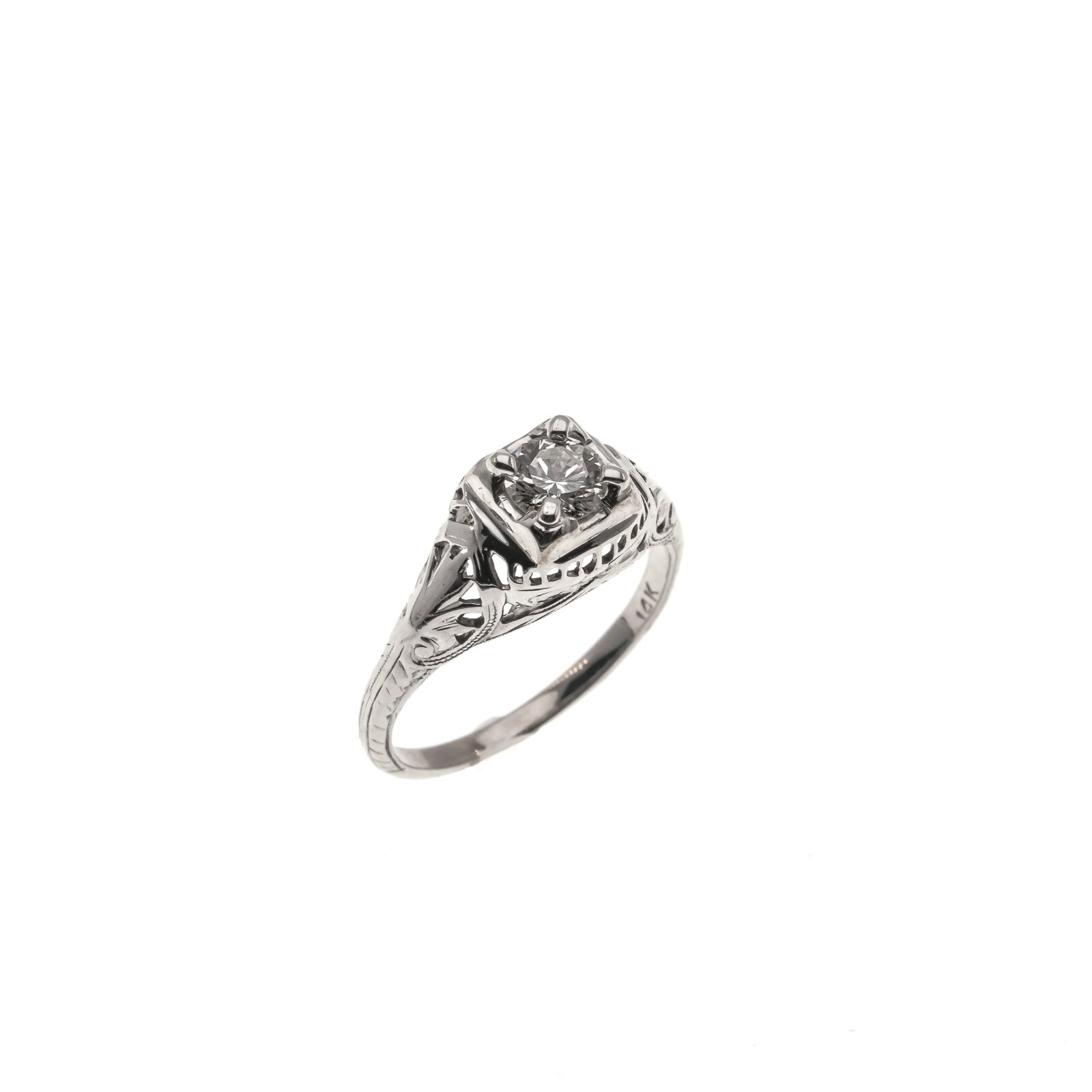 Mesmerizing Beauty - Art Deco 14K Diamond Solitaire Engagement Ring