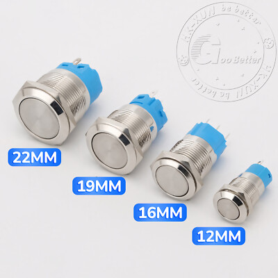 Metall Druckschalter Drucktaster KFZ LED beleuchtet 3V-24V 220V Ø 19mm 5A IP66