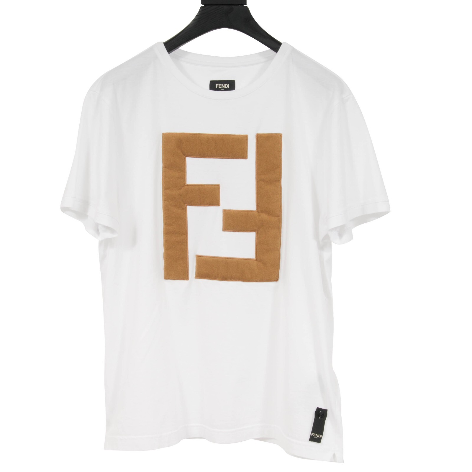Fendi Men Forever Fendi FF Logo T Shirt Medium White Brown Fendi Men Forever Fendi FF Logo T Shirt Medium White Brown
