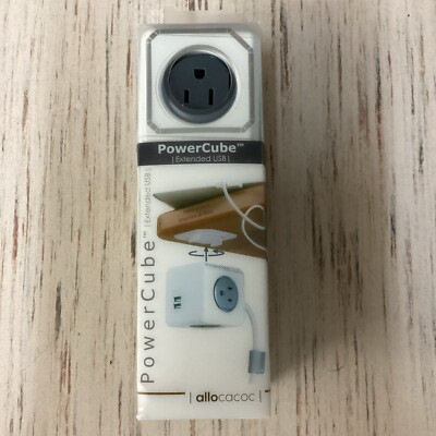 Power Strip, PowerCube |Extended|, 4 Outlets 2 USB Ports, 5 feet Cable,  Gray