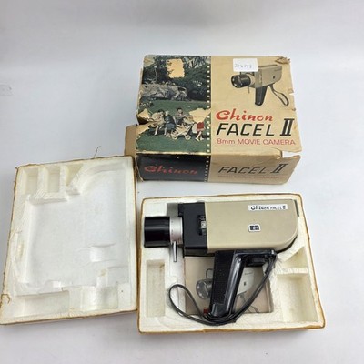 Chinon Facel II 8mm Movie Camera Vintage Cine Camera Boxed Zoom Lens Untested