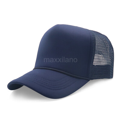 Men Trucker Hat Mesh Foam Cap Snapback Baseball Adjustable Plain Caps Solid Hats