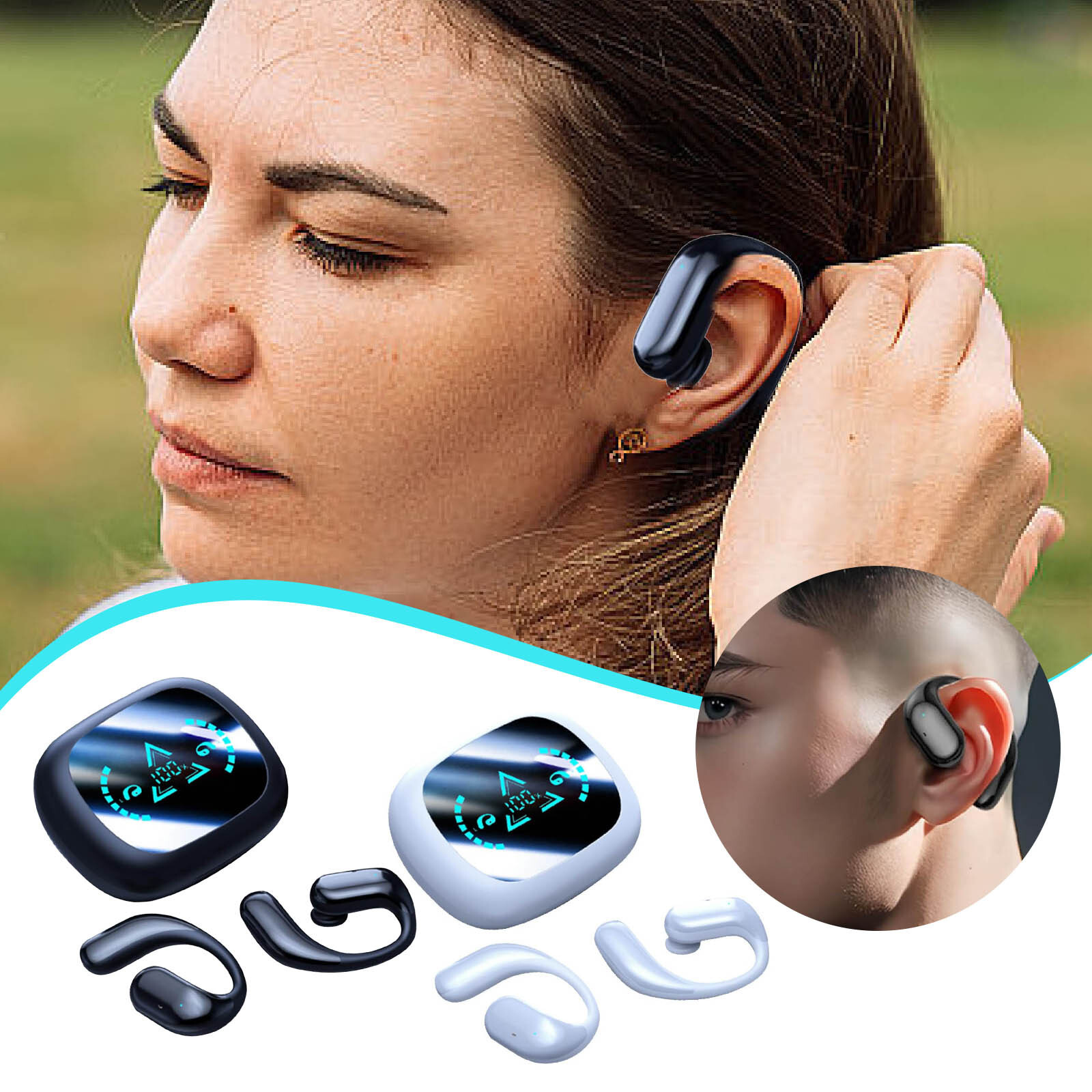 Wireless Blue Tooth Earphones  High End Digital Display Ear 