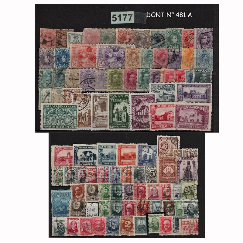 5177 Espagne 1864-1930 Lot 96 Timbres Dif. 481a Cote+120â¬ Ã Suivre 5178-Avant5176