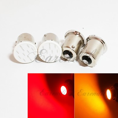 1156 4x BA15s P21W Super Red COB 12 SMD LED Bulb #Nt4 Front Sider Marker Light