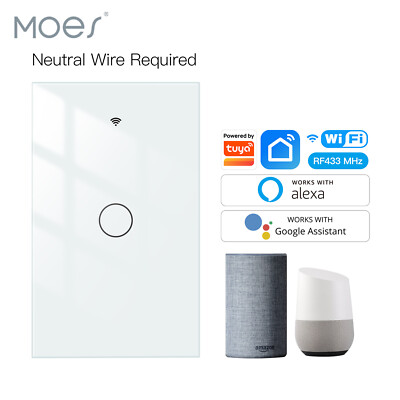 MOES 1/2/3/4 Gang Smart Light Switch WiFi RF Wall Touch Timer Alexa Google APP