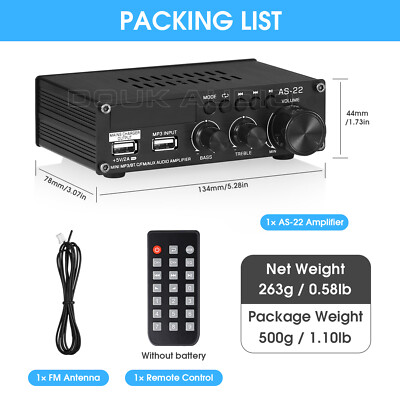 Mini Home/Car/Marine Power Amplifier w/Bluetooth Receiver USB Player FM Radio