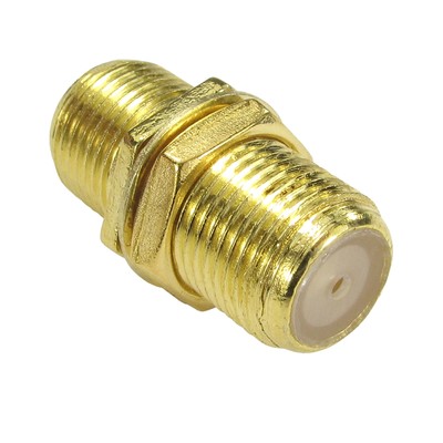 F Type Connector Coupler Join Satellite Virgin Cables with Nut GOLD 008516