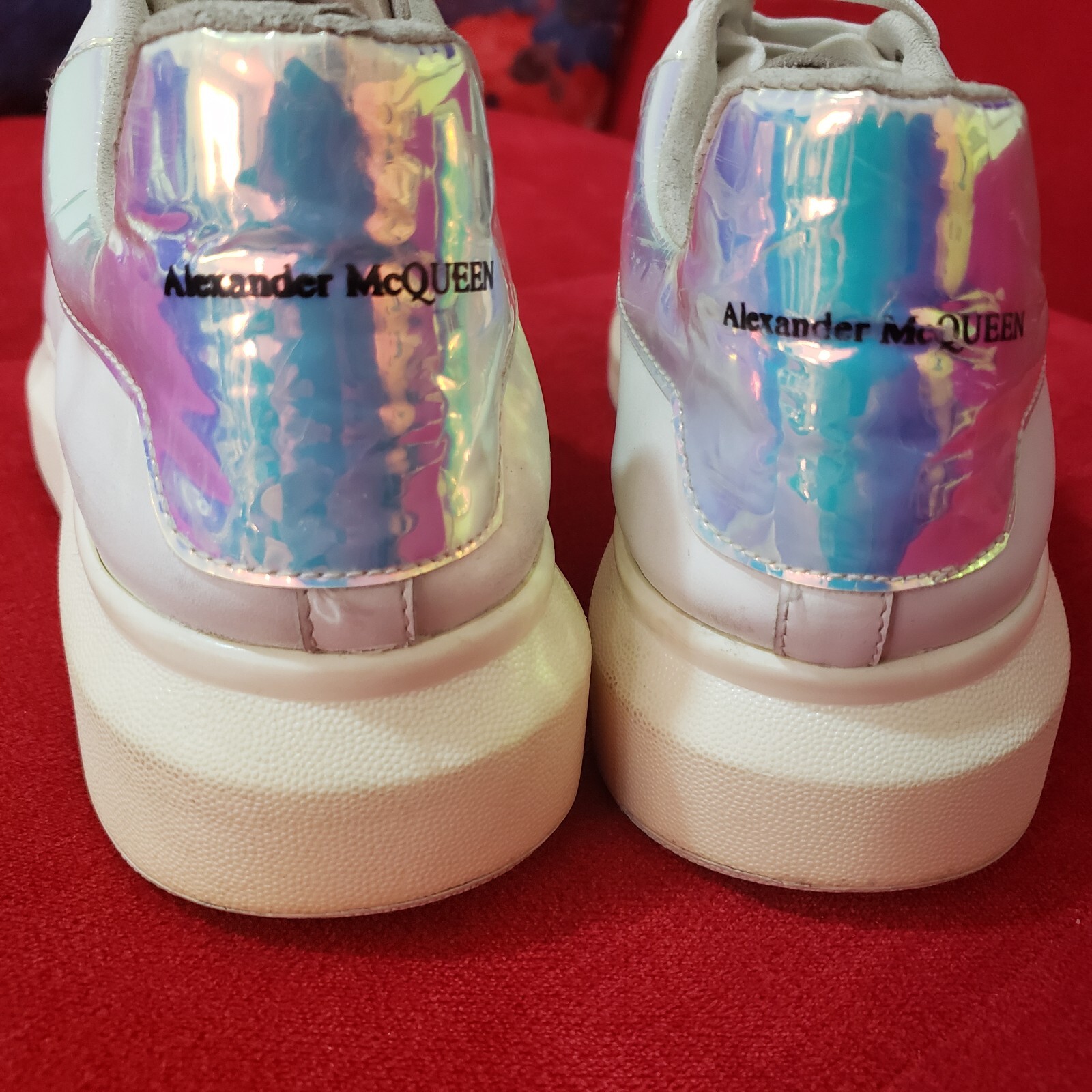 Alexander McQueen Lerry White Leather Shoes logo Trainers Sneakers US 10 EU 43