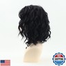RENERSHOW Layered Short Wavy Bob Wig Black Curly Wigs for Women Side Part 12inch Heat Synthetic Wig