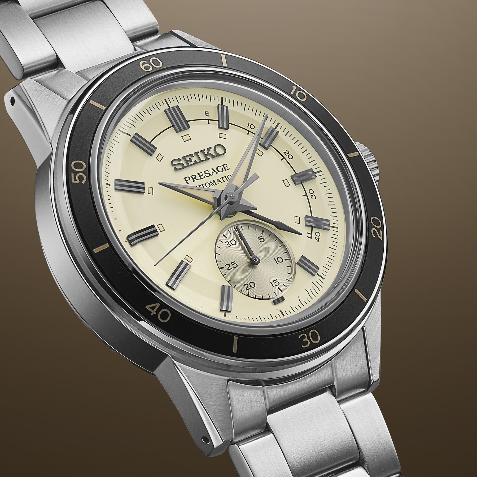 Pre-owned Seiko Presage Style '60s Collection Ssa447 Automatic 41mm Watch - Beige Dial