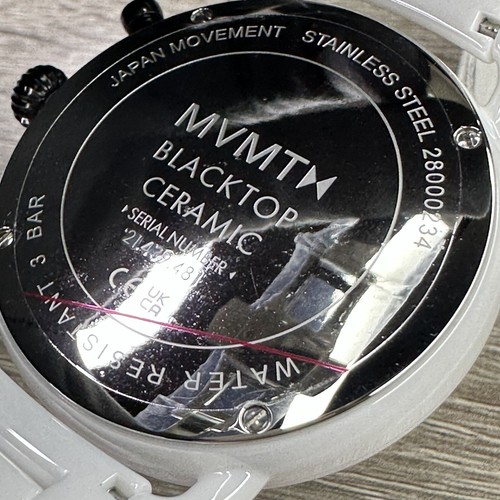 Pre-owned Mvmt New✅ White Ceramic✅ Blacktop Ii 47mm Chronograph Date Watch 28000234