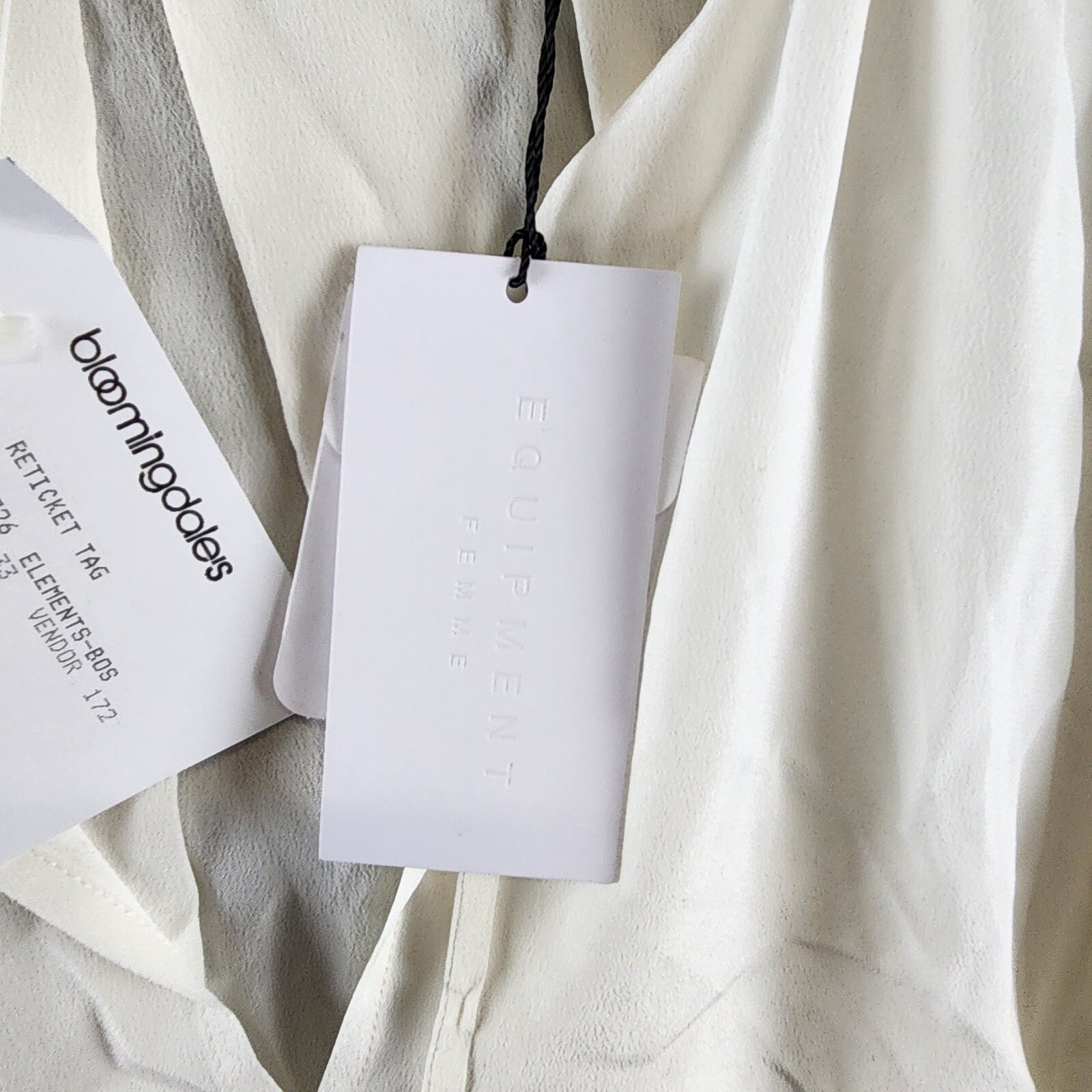 Equipment Femme Hailey Silk Blouse Women's XS Nature White Tie Neck Long Sleeve - Picture 8 of 17