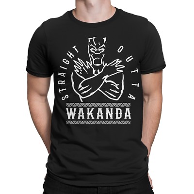 Straight Outta Wakanda T-Shirt Funshirt Sprüche Movie Film Panther Gangster Hood