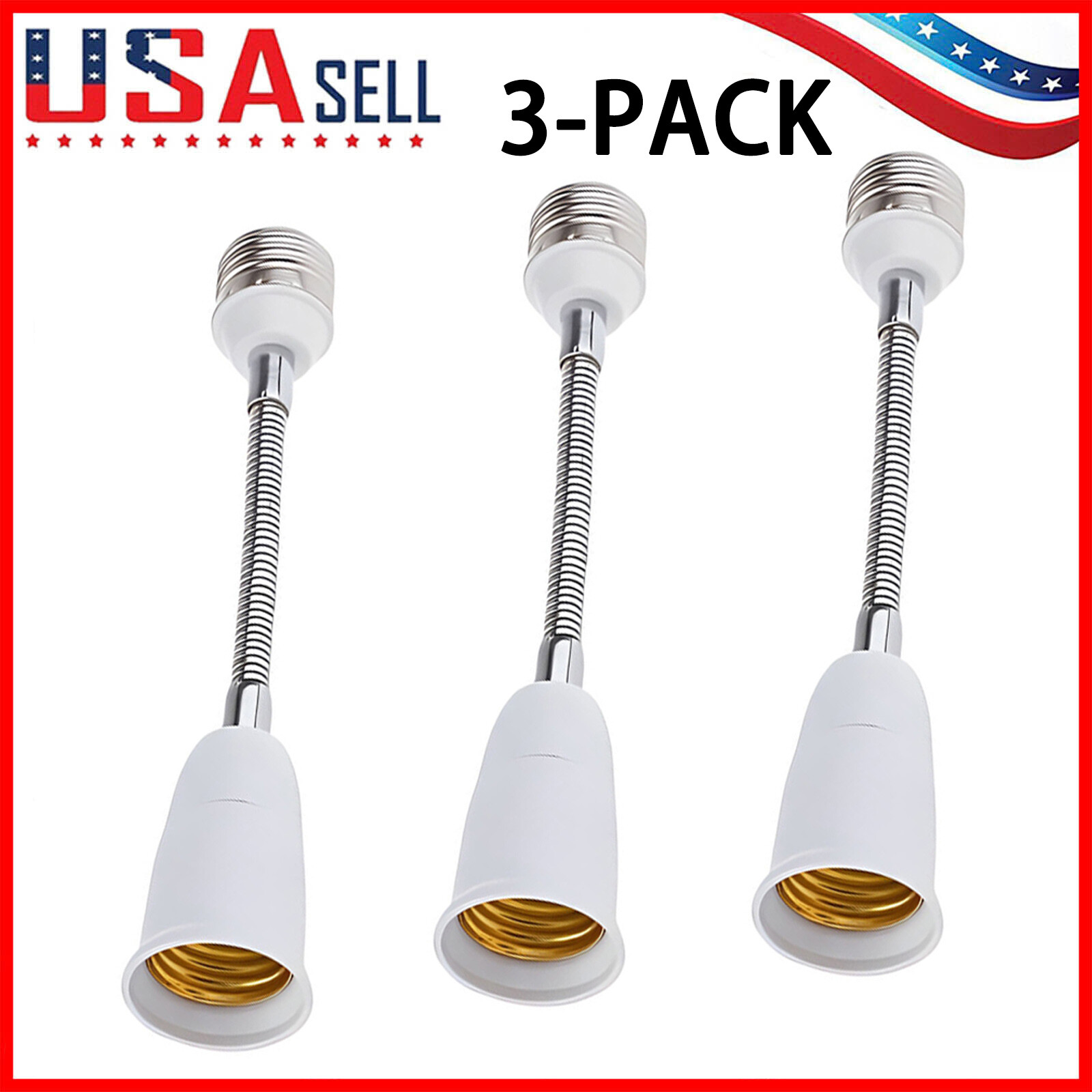 3x E27 Light Socket Extender Adapter E27 To E27Socket Extender Flexible Extender