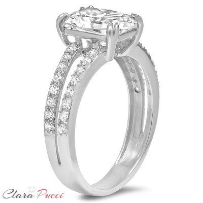Pre-owned Pucci 3.50ct Cushion Classic Simulated Engagement Promise Ring 14k White Solid Gold In White/colorless