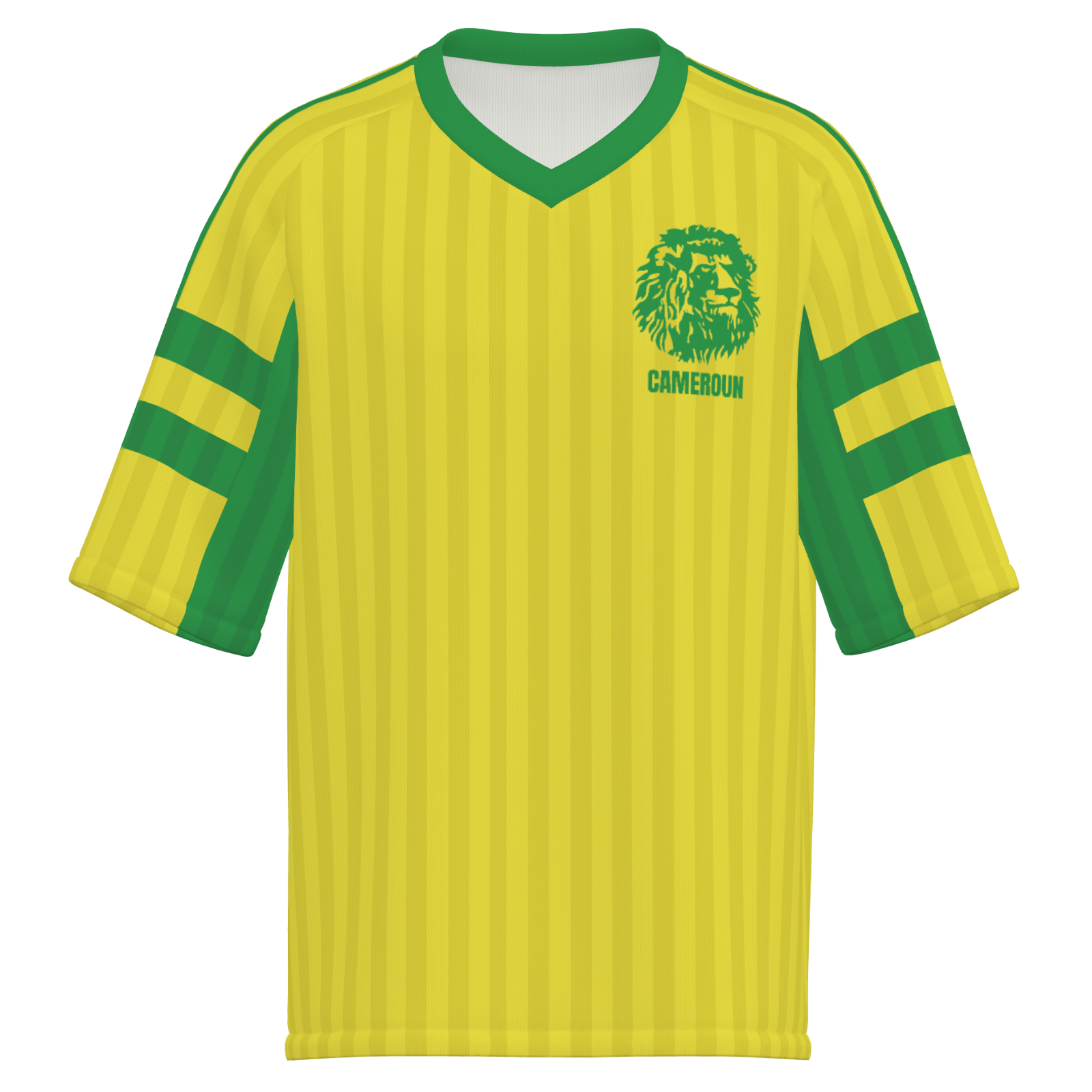 CAMEROUN サッカーシャツ 緑 Vネック Cameroon - football shirt jersey Retro, Cameroun 1990 away