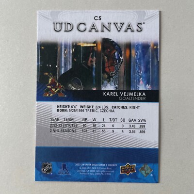 2023 Upper Deck Series 1 #C5 Karel Vejmelka UD Canvas