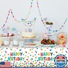 3 Pack Happy Birthday Plastic Tablecloth Decorations,Disposable Colorful Polka Dots Table Cloths,Rectangle Waterproof Table Cover for Girls Boys Birthday Baby Shower Party Decorations,54x108 Inch
