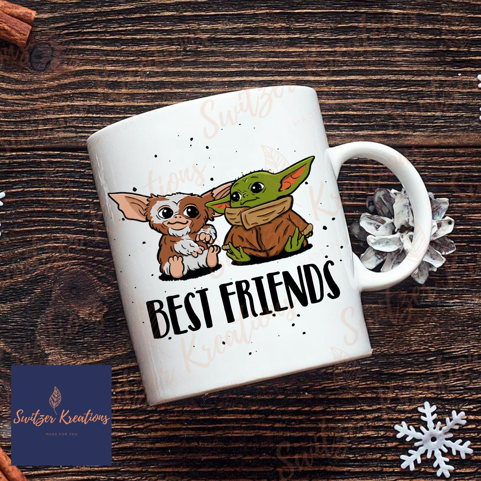 Best Friends Coffee Mug, Baby Yoda, Baby Gizmo, Star Wars Gift