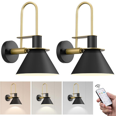Set of 2 Battery Operated Wall Sconces with Remote Control Wireless Wall Light