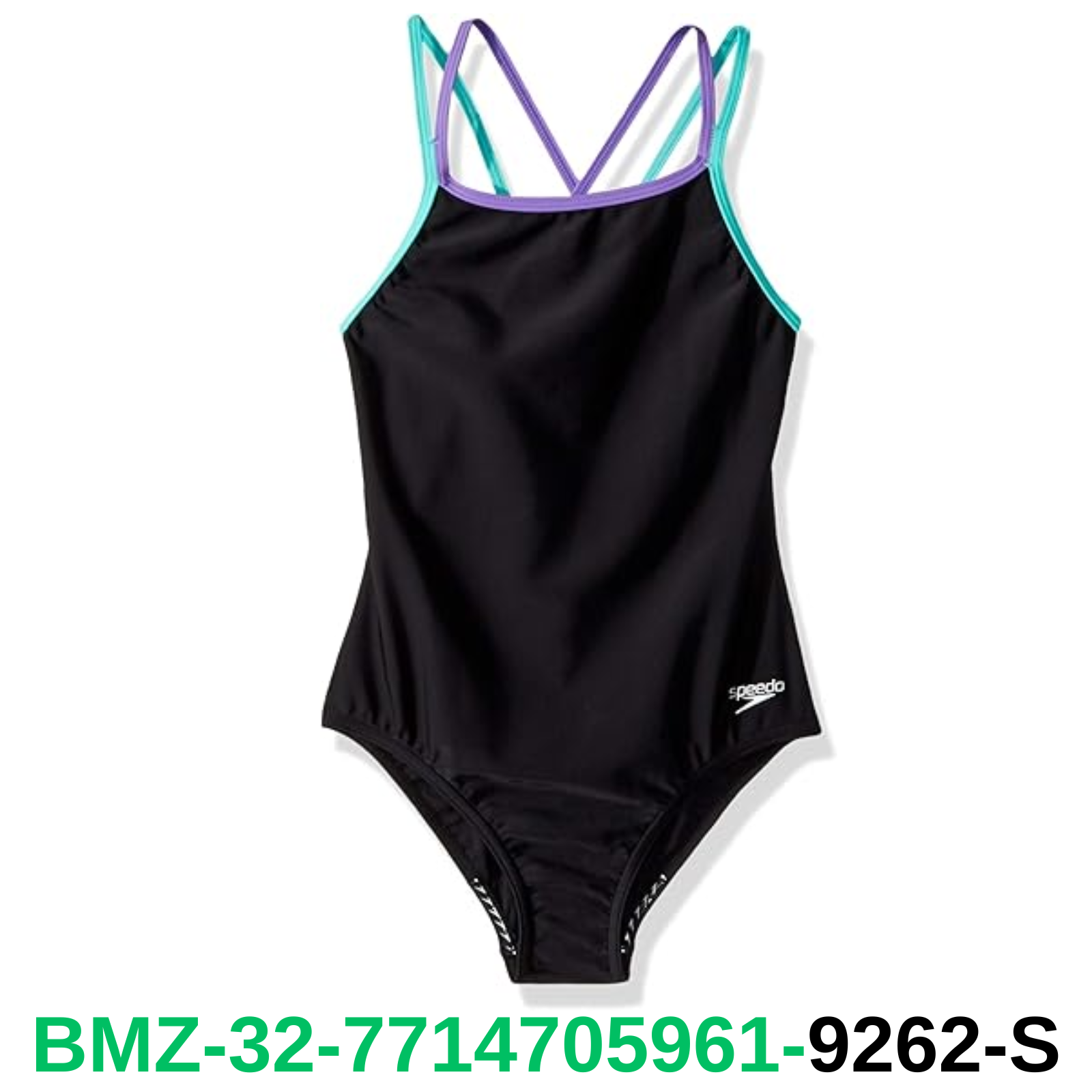 Speedo Girl's Swimsuit One Piece Solid Cross Back Multi Straps, 12